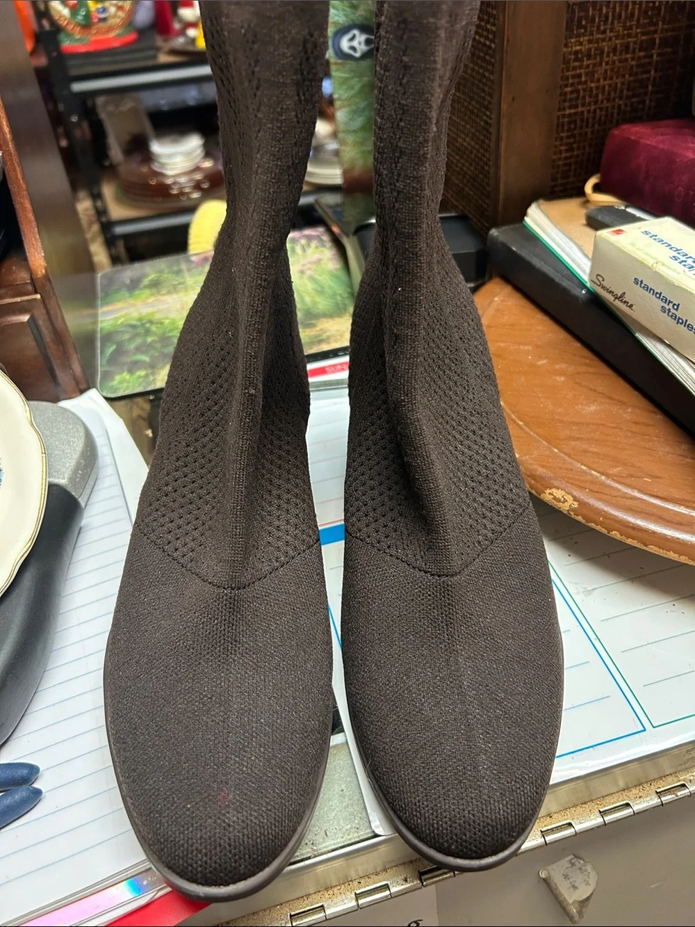 Born Men's Stretch Knit Slip-On Boots — Brown